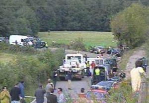 Vista del lugar donde se hallaba la pancarta bomba Vista del lugar donde se hallaba la pancarta bomba