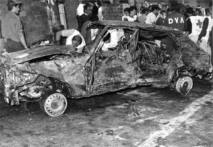 Estado del vehiculo después del atentado